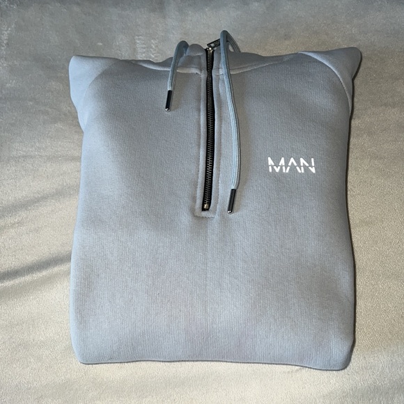 BooHooMan 1/4 Zip Pullover Hoodie Size Small - Picture 1 of 8